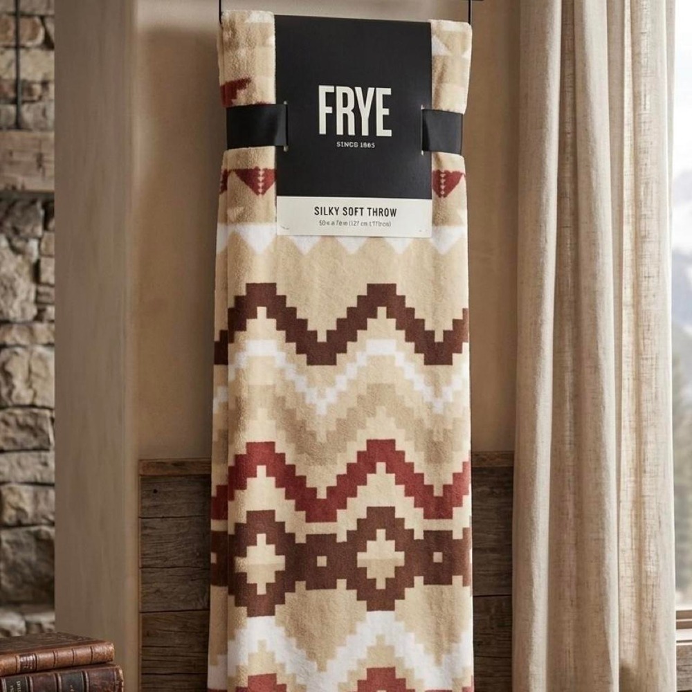 FRYE Silky Soft Throw Blanket Southwestern Boho Earthy Rustic Cabin Cozy NWT